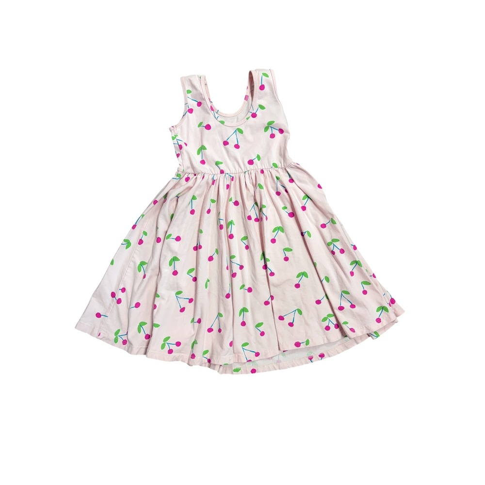 Alice + Ames Girls Pink Cherry Print Ballet Dress Sleeveless Size 6 Made in USA